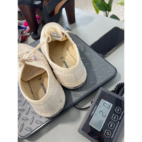 Superga 2750 Woven Plimsoll Trainers Womens 41 Round Toe Lace Up Cream Fabric - Picture 11 of 11